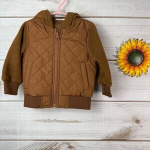 George‎ Hats Baby Toddler Brown Quilted Hooded Jacket Size 6-12 Months